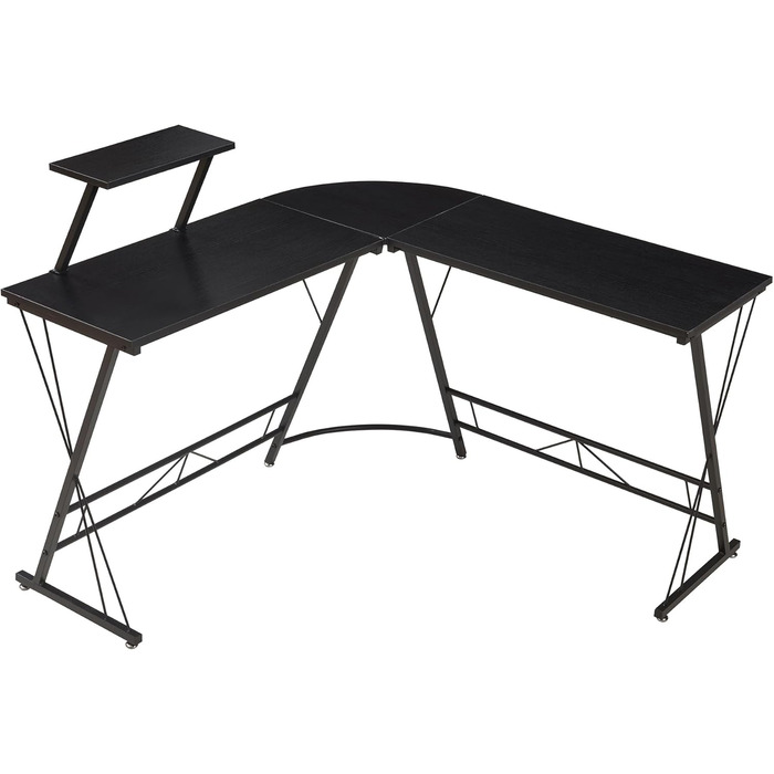 Подібний кутовий стіл Yremso, 122 x 122 x 98 см, комп&39ютерний стіл, офісний стіл з піднятою полицею, робочий стіл, металевий каркас, чорний