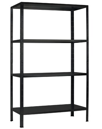 Система полиць SCHULTE з 4 полицями PowerMAX, вантажопідйомність 65 кг, 180x120x40 см (ВxШxГ), чорне текстуроване покриття, полиця для зберігання, полиця для майстерні, полиця для підвалу, полиця для гаража, металева полиця