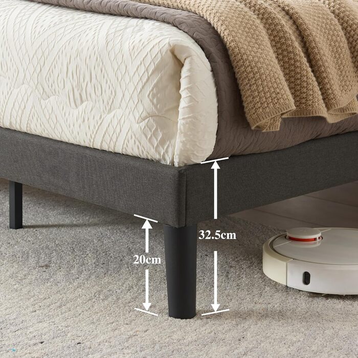 М&39яке ліжко Z-hom 120x200 см, двоспальне ліжко, висота 32,5 см, дерев&39яна основа, узголів&39я з регульованою висотою, компактна упаковка та легке складання 120*200 см