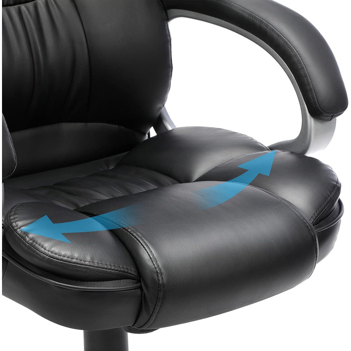 Офісне крісло SONGMICS, крісло керівника, обертове крісло, комп&39ютерне крісло, сертифіковане SGS EN12520, регульована висота, м&39яке, чорне OBG24B, 53 x 50 x (114-124) см