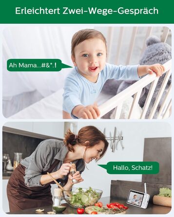 Дюймовий радіоняня Sebikam з 2 камерами, екран HD 720P, відеоняня, батарея 4000 мАг, відеоняня PTZ 355, режим VOX, нічне бачення,