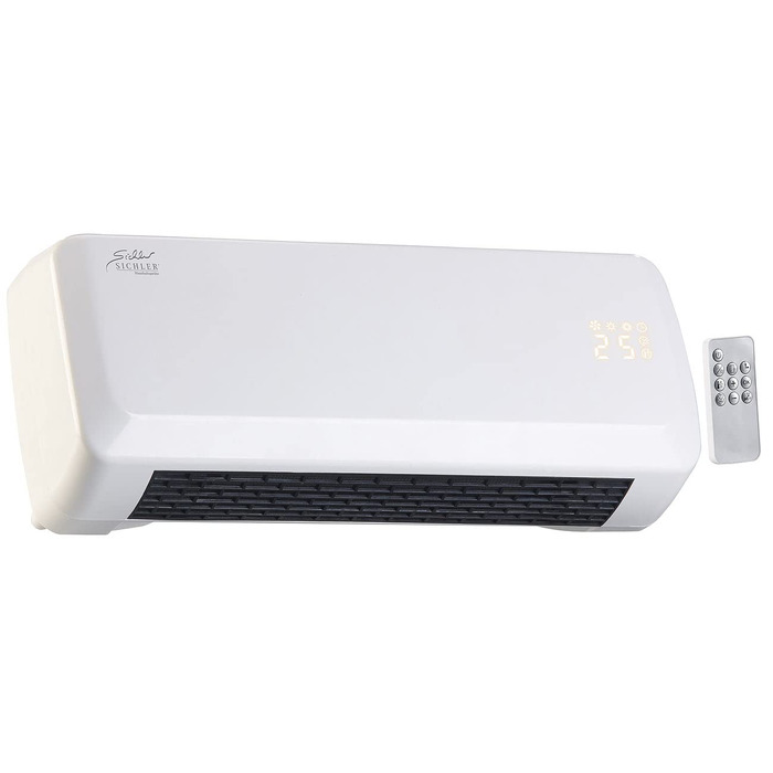 Настінний вентилятор-обігрівач Sichler Household Appliances компактний настінний вентилятор-обігрівач з цифровим термостатом, таймером, 2000 Вт (обігрівач, настінний обігрівач, охолодження)