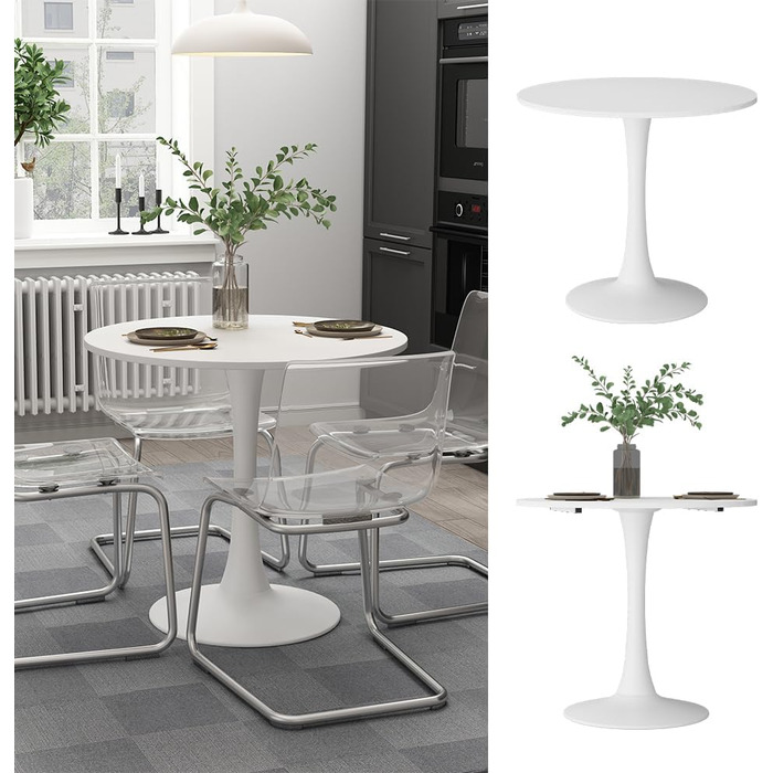 Обідній стіл Vicco Carl, білий, 80 x 80 см