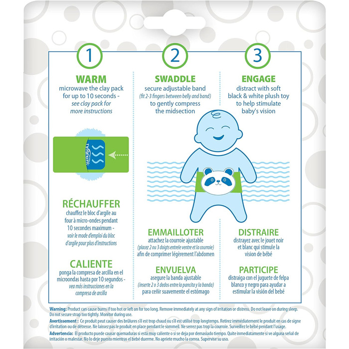 Пояс для захисту немовлят від немовлят доктора Брауна для полегшення кольок, обгортання живота з підігрівом, пояс для дитячої шайби для полегшення газоутворення, природне полегшення для сердитого живота у немовлят і малюків, панда, панда 0-3 м, малюк 0-3 