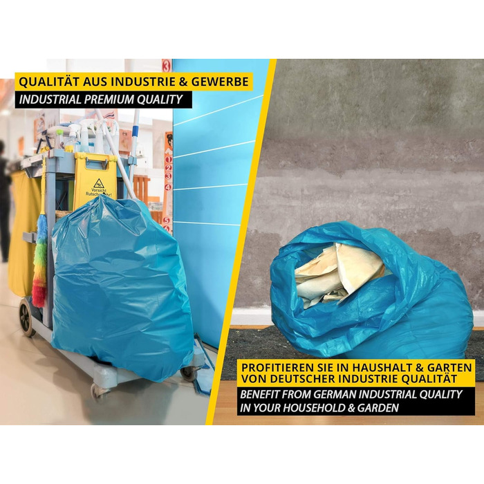 Літрові сині сміттєві мішки, 10 мішків - Надзвичайно міцні - Мішки для сміття - XXL сміттєві мішки - Тип 100 Extra - 120-літрові сміттєві мішки - 70 мкм - 700x1100 мм - LDPE - Великий сміттєвий мішок - 120 літрів - Надміцні 120-літрові сині сміттєві мішки