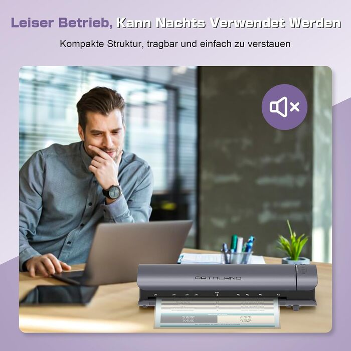 Ламінатор Orthland A3, ламінатор з 30 ламінуючими пакетами для документів A3, A4, A5, A6, ламінатор 9-в-1 з різаком для паперу та закруглювачем кутів, гарячий та холодний ламінатор для офісу, школи та дому, документи, фотографії, сірий