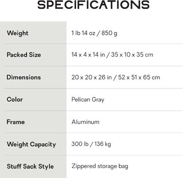 Розкладне крісло Moonlite 2025, колір пелікан-сірий, колір пелікан-сірий 2025