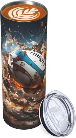 Кружка з прямою трубочкою, дизайн Регбі у вогні, з принтом, підходить для кемпінгу, офісу та дому, 590 мл