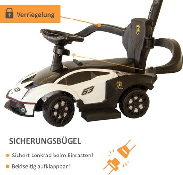 Коляска Lamborghini з штовхачем від 1 року коляска з захисною планкою коляска Lamborghini в білому кольорі можливе керування за до