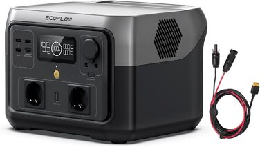 Портативна електростанція EF ECOFLOW RIVER 2 MAX з кабелем XT60, 3,5 м, 512 Втгод, сонячний генератор з LiFePO4, швидка зарядка за 1 годину, потужність до 1000 Вт, живлення на балкон для кемпінгу/аварійного живлення/будинків на колесах RIVER 2 MAX кабель 