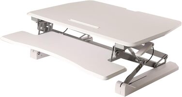 Стіл-конвертер Seville Classics 90 см з пневматичним регулюванням висоти сидячи-стоячи з газовою пружиною, металевий, білий 90 см x 59 см пневматичний білий