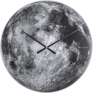 Настінний годинник Karlsson KA5475 Moon, скло, сірий, 60 x 60 см, чорно-білий