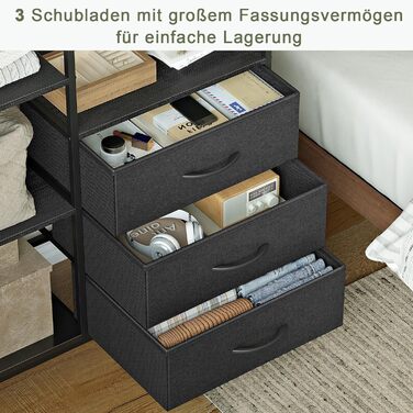 Штанга для одягу, міцна, для шафи - окремостояча портативна шафа-гардероба з колесами, дерев&39яною стільницею, сталевим каркасом, тканинними висувними ящиками та регульованими полицями, чорна