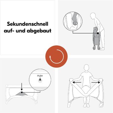 Темно-сірий - дитяче ліжечко для подорожей, що швидко складається, від народження до 15 кг, з колесами, сумкою для перенесення, великим отвором та складною основою, компактне у складеному вигляді, 125 x 69 x 82 см та 7,6 кг