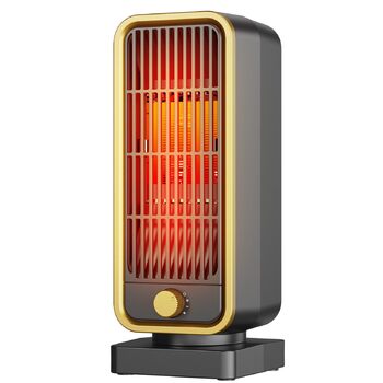 Енергозберігаючий, невеликий, тихий електричний обігрівач - керамічний PTC швидкого нагріву потужністю 900 Вт, 3-швидкісний кнопковий настільний обігрівач із захистом від перекидання для офісу, спальні, ванної кімнати, чорний