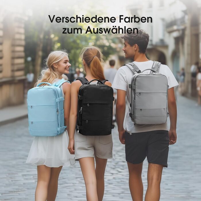 Рюкзак для ручної поклажі Ryanair, 40x20x25 см, 12 кишень, салонна поклажа з окремим відділенням для взуття, для жінок та чоловіків, 20 л, чорний.