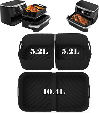 Аерофритюрниця Cathpetic Silicone Mold для Ninja Foodi Flexdrawer AF500EU.110.4L25.2L Ninja Af500 Silicone Mold Black, Ninja Foodi Flexdrawer Accessories Black-110.4L25.2L