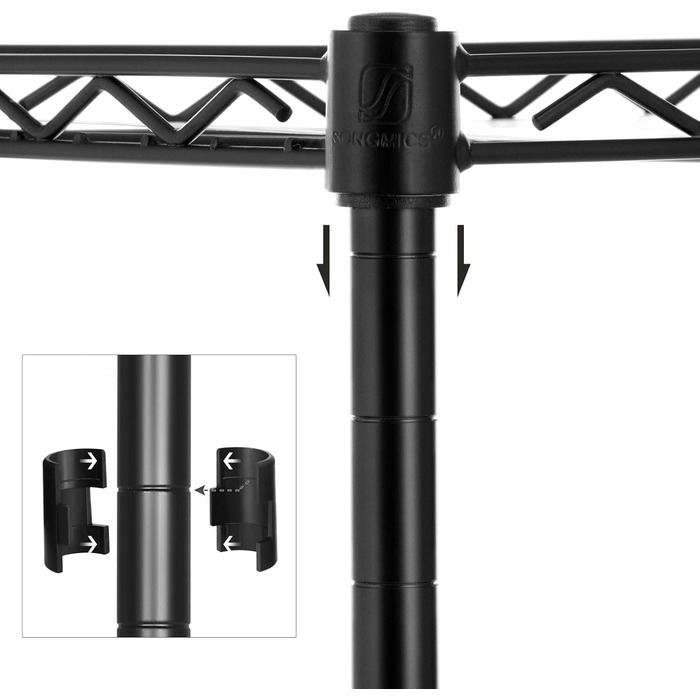Стійка для спецій з 3 рівнями, Кухонний органайзер, Металева, з ПП панелями, Регульований рівень полиць, 15 x 40 x 39,5 см, Чорний LGR025B01