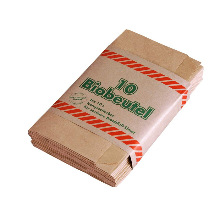 Біорозкладних паперових сміттєвих пакетів, пакети для відходів, пакети для сміття, компостовані паперові сміттєві пакети, приблизно 20x15x35 см, 10 л, коричневі, 30x10 шт., 300