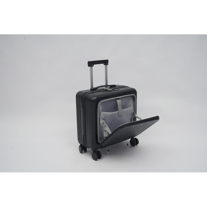 Маленька валіза з кодовим замком, оснащена портом зарядки USB, 18-дюймова дорожня валіза з відділенням для ноутбука (чорна)