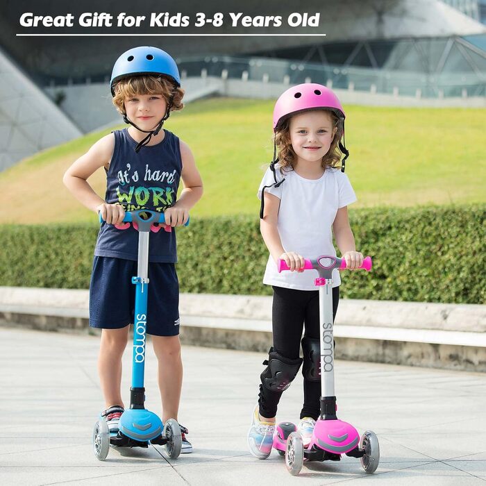 Дитячий самокат Stompa 3 роки для дівчаток хлопчиків, складний дитячий самокат 3 колеса зі світлодіодним проблисковим світлом, 4 р