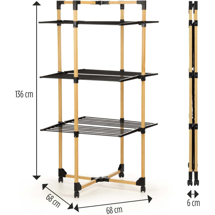 Складана сушильна машина для білизни I Сушіння на декількох рівнях I Сушильна стійка 69x136x69 см I До 20 кг білизни I Сушильна ма