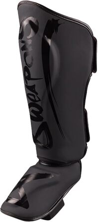 ЗБРОЇ Щитки для гомілок Unlimited 2.0, матово-чорні, для тренувань та змагань, високоякісна синтетична шкіра та ідеальна амортизація, муай-тай, K1, MMA, карате та кікбоксинг, 8