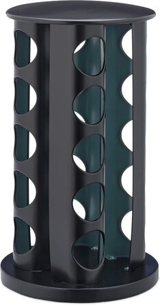 Карусель для спецій Relaxdays з 20 баночками для спецій, включаючи вставку-шейкер, обертова, багаторазова підставка для спецій для кухні, чорна