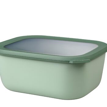 Кругла прямокутна миска Mepal Multi Bowl - Посуд для мікрохвильової печі - Підходить як герметична коробка для зберігання в холодильнику, посуді для мікрохвильової печі та як контейнер для зберігання продуктів - 3000 мл - Північна шавлія