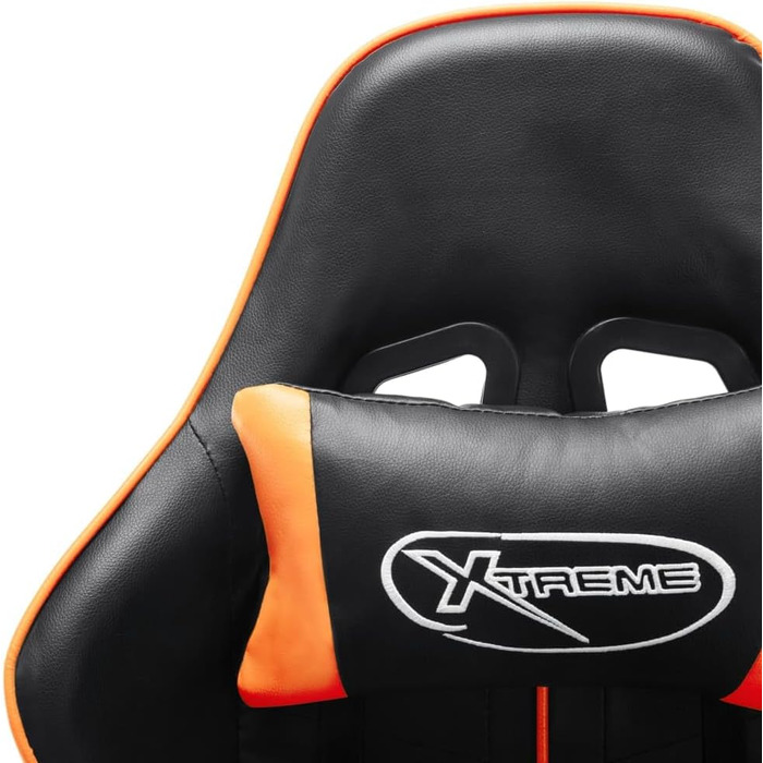 Геймерське крісло, офісне крісло, з підставкою для ніг, чорно-помаранчеве, штучна шкіра