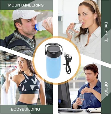 Сонячний чайник Supvox USB для кемпінгу з сонячною зарядкою, легкий, багатофункціональний як чайник і нічник, портативний для пригод на свіжому повітрі, синій, для кемпінгу та походів