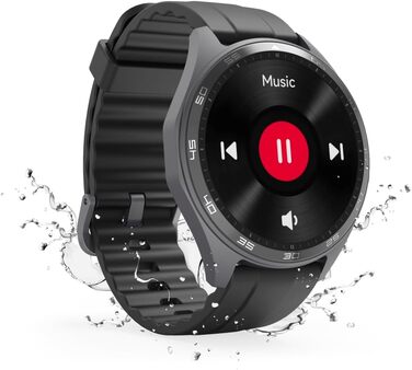 Розумний годинник Hama (кольоровий AMOLED-дисплей 1,43 дюйма, GPS, функція телефону, водонепроникний, WhatsApp, голосовий помічник, трекер сну, 110 спортивних режимів плани тренувань, крокомір, пульсометр, калорії тощо) чорний