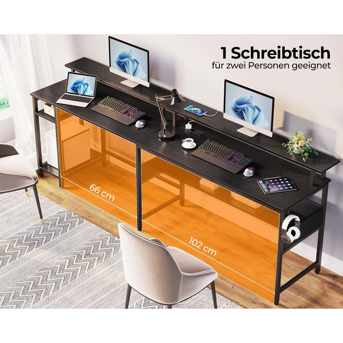 Г-подібний ігровий стіл Rolanstar, 137 x 108 см, метал / дерево, чорний