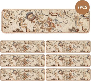 Нова технологія в&39язання, нековзні килимові сходинки для використання всередині приміщень, збільшена товщина, відчуття тонкої бавовни під ногами, елегантний візерунок, неповторний, 20,3 x 76,2 см, 7 шт.