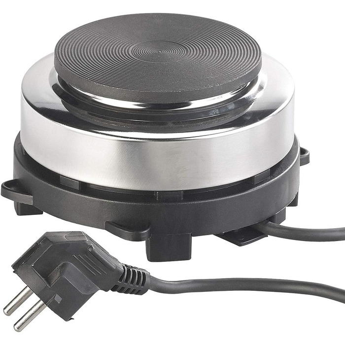 Гаряча плита Rosenstein & Shne електрична міні-одинарна конфорка та кавоварка для еспресо, 500 Вт, 3 чашки (міні-плита для еспресо-машини, мала конфорка для еспресо, індукційна плита)