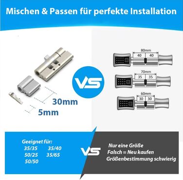 Електронний дверний замок 70 мм від 35/35 до 100 мм 50/50 Розмір із можливістю перемикання з відбитком пальця Tuya App Remote Authorization Підходить для дверей Більшість дверних замків ЄС Збірка своїми руками