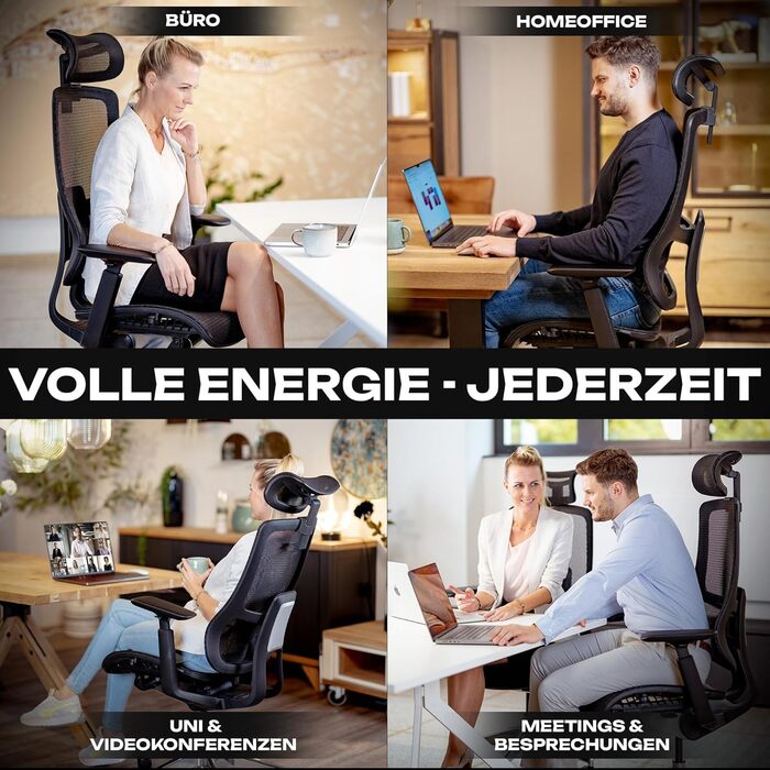 Ергономічне офісне крісло M6, переможець тестів, підходить для зросту до 1,95 м, офісне крісло з сітчастим сидінням, офісне крісло з адаптивною поперековою опорою та регульованою спинкою для здорового сидіння, крісло керівника M6 із сітчастим сидінням (чо