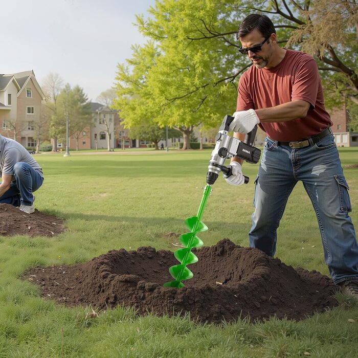 Бур для земляних робіт для дриля, Ø 15x80 см, сумісний з дрилями з внутрішнім діаметром 20 мм, бур для копання ям, садовий бур, насадки для буріння стовпчиків для саду, огорож та міні-екскаваторів