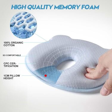 Ортопедична дитяча подушка Baby Pillow Against Flat Head Дитяча подушка Memory Foam для новонароджених 0-12 місяців, Подушка проти деформації голови Baby