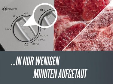 Мікрохвильова піч HEINRICHS, компактна мікрохвильова піч, об'єм 20 л, 9 рівнів потужності, в т.ч. таймер 35 хв., функція розморожування, внутрішнє освітлення, поворотний стіл на 360, з функцією гриля, потужність 1000 Вт, Heinrich's (срібло)