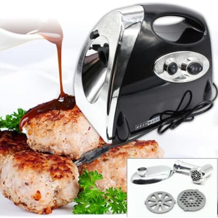 Чорна м'ясорубка електрична, 2800 Вт М'ясорубка з ковбасним наповнювачем Мультипроцесор 3 в 1 м'ясорубка з нержавіючої сталі М'ясо