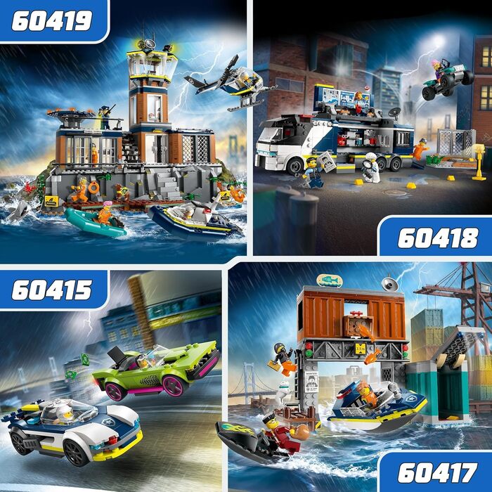 Конструктор LEGO City Chase with Police Car and Muscle Car 60415, 213 деталей, поліцейська тематика