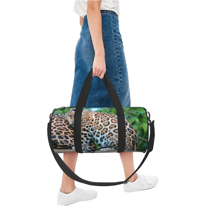 Спортивна сумка, дорожня сумка, африканський леопардовий принт, сумка для подорожей на ніч, чорна, універсальний розмір