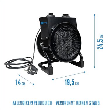 Керамічний вентилятор-обігрівач Gde 85178 GH 2000 K (2000 Вт, 2 рівні нагріву 1000/2000 Вт, макс. продуктивність обігріву приміщення 45 м, керамічний нагрівальний елемент PTC, безступінчастий термостат, захист від перегріву)