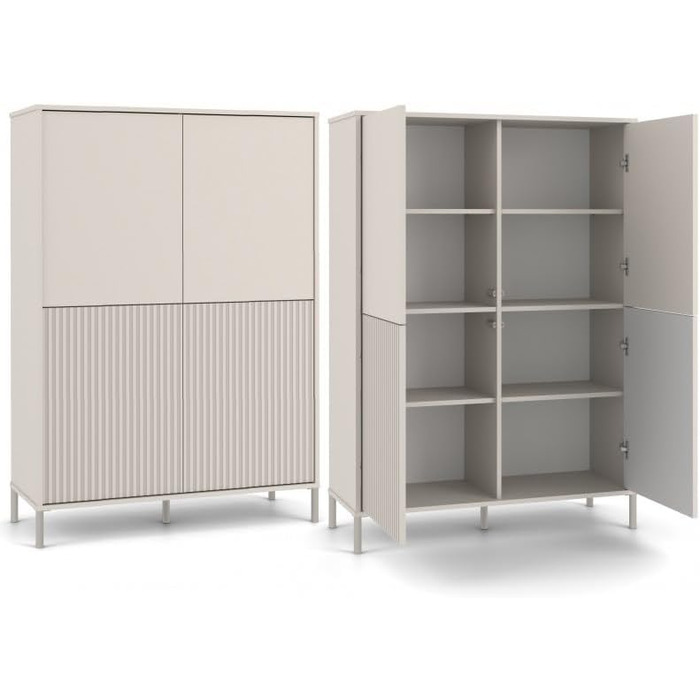 Сучасна шафа CDF KAMARO 4DK Колір Кашемір (бежевий) Шафа для документів та дрібних предметів Ідеально підходить для вітальні, спальні, дитячої кімнати та офісу Легке складання Кашемір (бежевий) 4DK