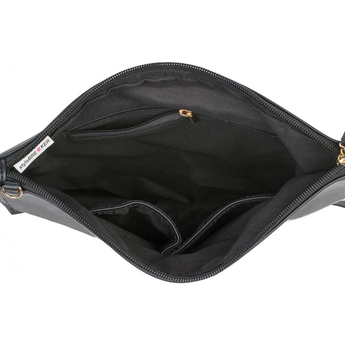 Клатч styleBREAKER з принтами ТАК та НІ, китицею на блискавці, ручкою для носіння на руці та знімним ремінцем, жіночий 02012078, колір Білий/Темно-синій