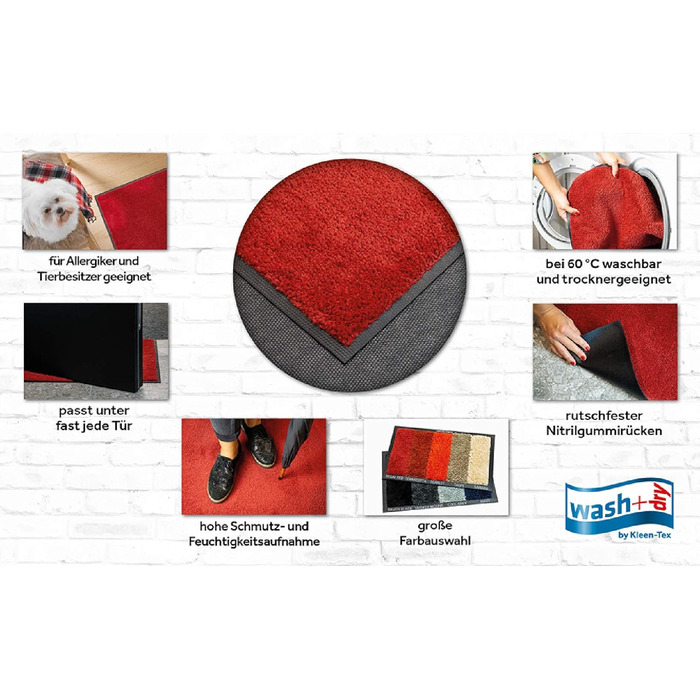 Килимок для дверей, що прається та сушиться, колір Палений помаранчевий 60x90 см, для використання всередині та зовні приміщень, можна прати 60 x 90 см (прямокутний)