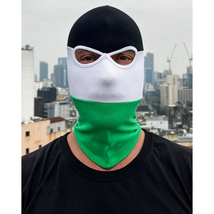 Балаклава PGWEAR у смужку та однотонні кольори Унісекс, один розмір Чорний, білий, червоний, синій, жовтий, зелений (чорний/білий/зелений)