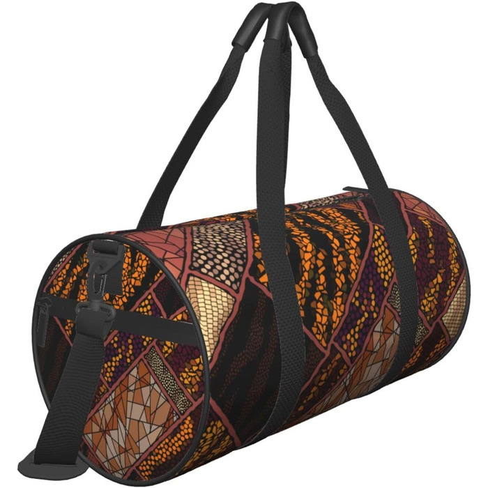 Спортивна сумка, дорожня сумка, в африканському стилі, з принтом печворк, сумка на нічліг, чорна, універсальний розмір, сумка для подорожей