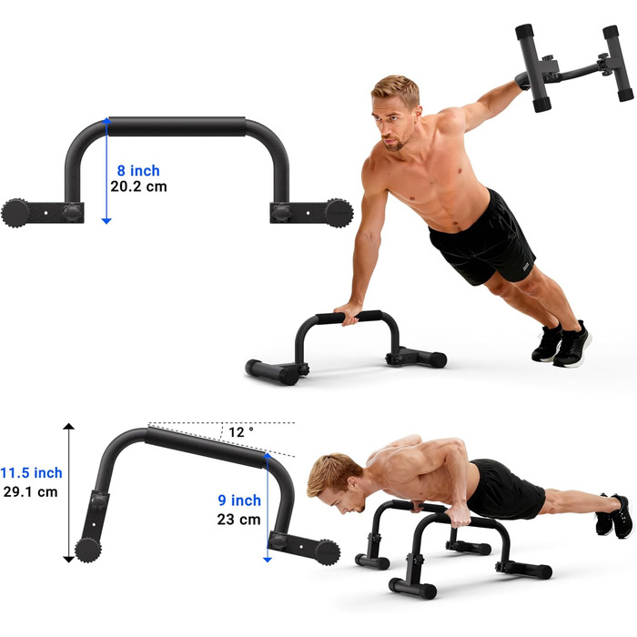Міцний сталевий гриф для віджимань Ергономічна S-подібна форма для глибших віджимань Зручний для зап&39ястя та нековзний Домашній фітнес та силові тренування